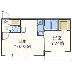 Lienマルヤマ 1LDKの間取図画像