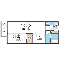プレジールN40 1LDKの間取図画像