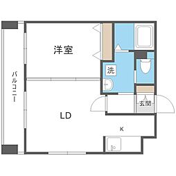 ワイズビレッジN14 1LDKの間取図画像