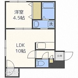 ルーク南4条 1LDKの間取図画像