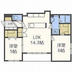 GALUSIA 2LDKの間取図画像