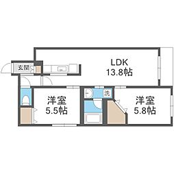 グランオルセーS8 2LDKの間取図画像