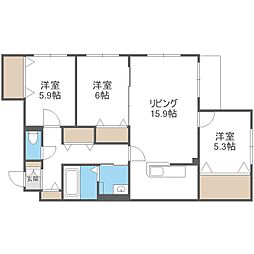 ZABOHILLSMINAMI16JO 3LDKの間取図画像