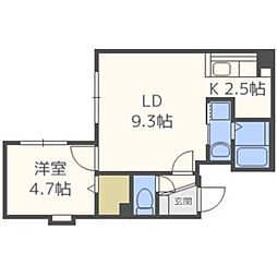 ル・シエル美園 1LDKの間取図画像