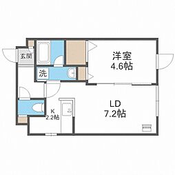 ブランノワール中の島 1LDKの間取図画像