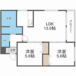 プレシェルト手稲本町 2LDKの間取図画像
