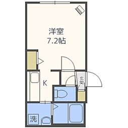 ルラーシェ中の島 1Kの間取図画像