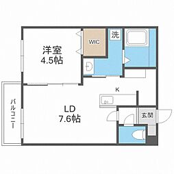 ガーデンクリスタル平岸 1LDKの間取図画像