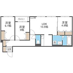 ZABOHILLSFUSHIMI 3LDKの間取図画像