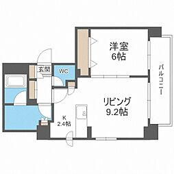 F008 1LDKの間取図画像