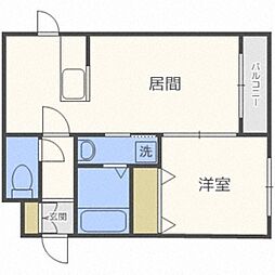 ポラリス元町 1LDKの間取図画像