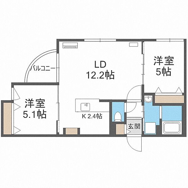 apartment 北海道札幌市西区二十四軒一条５丁目1-2　ラ・ポール二十四軒2号館107号室