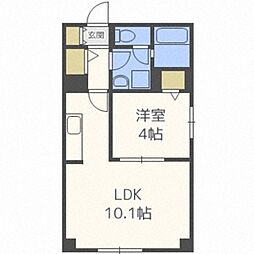 レコルト円山 2階1LDKの間取り