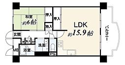 向島ニュータウン第三街区3-B棟 1LDKの間取図画像