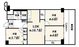 コトーハイツ伏見稲荷A棟 3LDKの間取図画像
