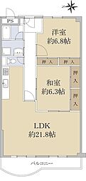 芦屋パインリッチ 2LDKの間取図画像