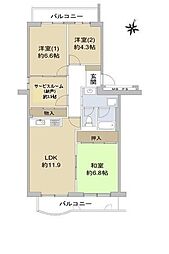 西宮セントポリア2号棟 3SLDKの間取図画像