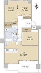 ラ・ビスタ宝塚ウエストウイング3番館 3LDKの間取図画像