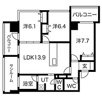 さくらHills NISHIKI Platinum Residence  ｜ 愛知県名古屋市中区錦2丁目（賃貸マンション3LDK・14階・76.53㎡） その2