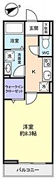 ファーストティアラ 3階1Kの間取り