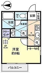 ラ・ミアカーサＦ・Ｂ 2階1Kの間取り