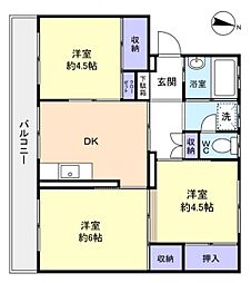 リバーハイム習志野台 2階3DKの間取り