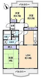グランディア花通（はなみち） 3階3LDKの間取り