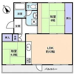 高津団地6-9 2LDKの間取図画像