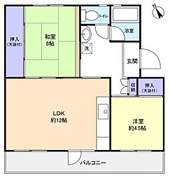 高津団地5-20 2LDKの間取図画像