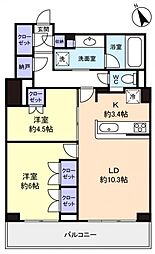 パークタワー八千代緑が丘 2LDKの間取図画像