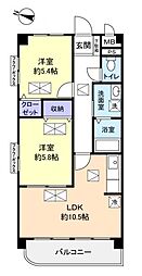 ヴァンヴェール 2LDKの間取図画像
