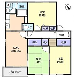 グランデージB棟 3LDKの間取図画像