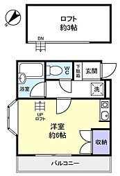 ロフティフラワー2号館 ワンルームの間取図画像