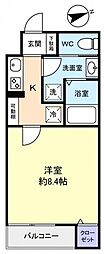 アルファリンデン 1Kの間取図画像