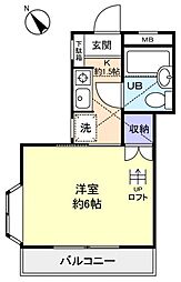 デ・マドアール 1Kの間取図画像