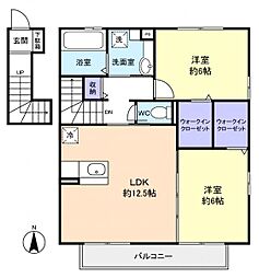 ソレイユA 2LDKの間取図画像