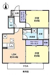 ソレイユA 2LDKの間取図画像