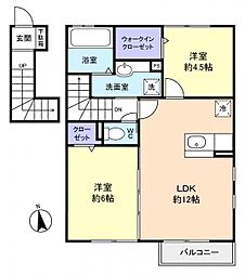 クオリタ・ルル 2LDKの間取図画像