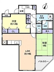 ファインヴィラ 2LDKの間取図画像