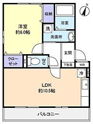 グランド・ソレーユ2 1LDKの間取図画像