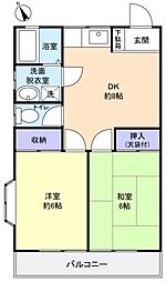 コーポ石井 2階2DKの間取り