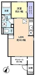 グランコート 1階1LDKの間取り