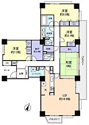 スカイプラザ・ユーカリが丘　サウスタワー 20階4LDKの間取り