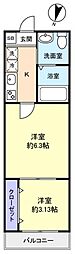 フィオーレ勝田台 1階1DKの間取り