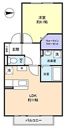 ウィンバード 1LDKの間取図画像
