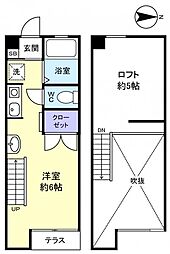 オーガニックプロバンス勝田台 ワンルームの間取図画像