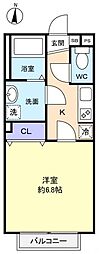 アムールSKR 1Kの間取図画像