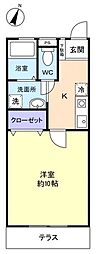 アルシオンA 1Kの間取図画像
