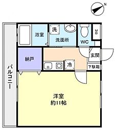 リヴェール南ユーカリが丘 1Kの間取図画像