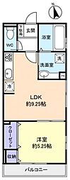 jyuto村上2A 1LDKの間取図画像